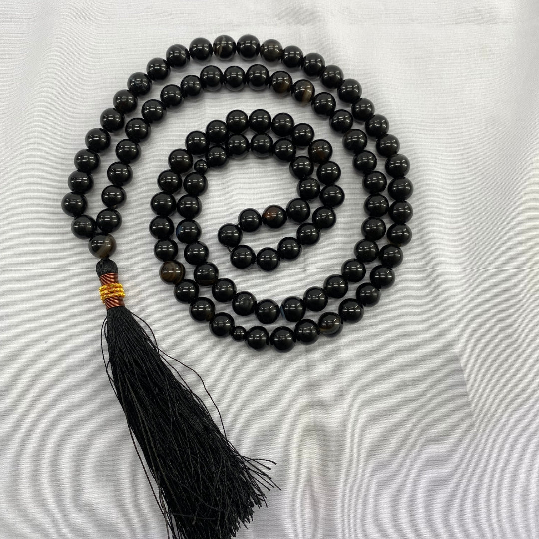 Black Aqeeq Tasbeeh 100 Beads, Natural Original Gem-stone