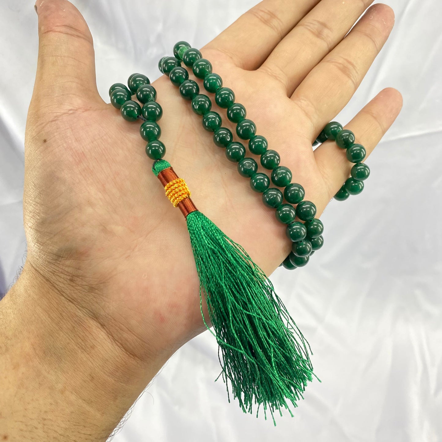 Green Aqeeq Stone Tasbeeh 8mm 100 beads, Natural Original Gem-stone