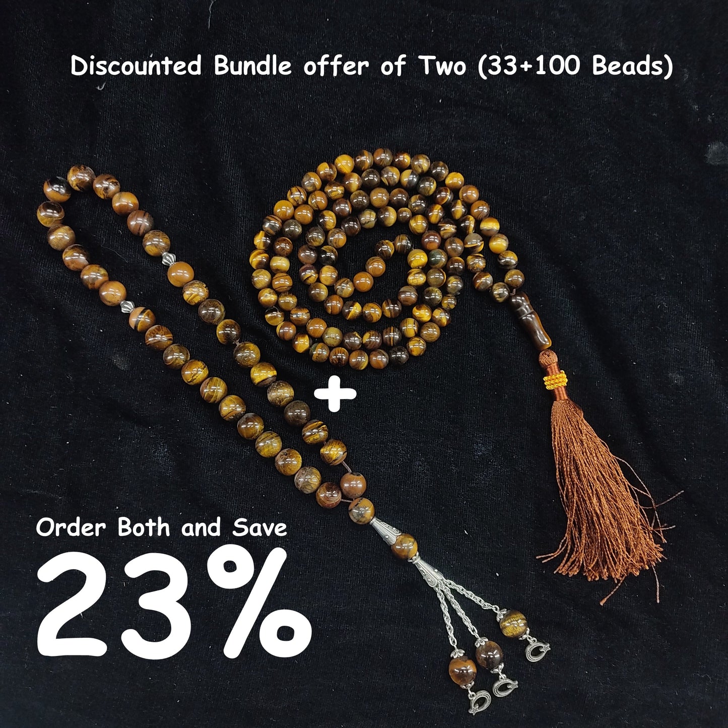 Tiger Eye Aqeeq Tasbih Collection, Natural Original Gem-stone