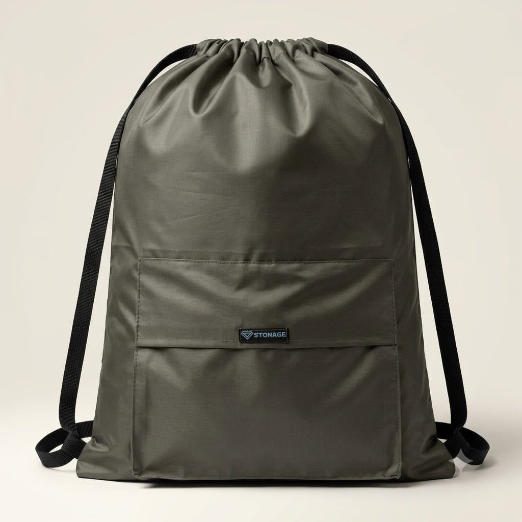 Single, Drawstring Bag – , Waterproof, All-Purpose for Hajj Umrah College/Uni , Gym & Daily Use (Khaki)