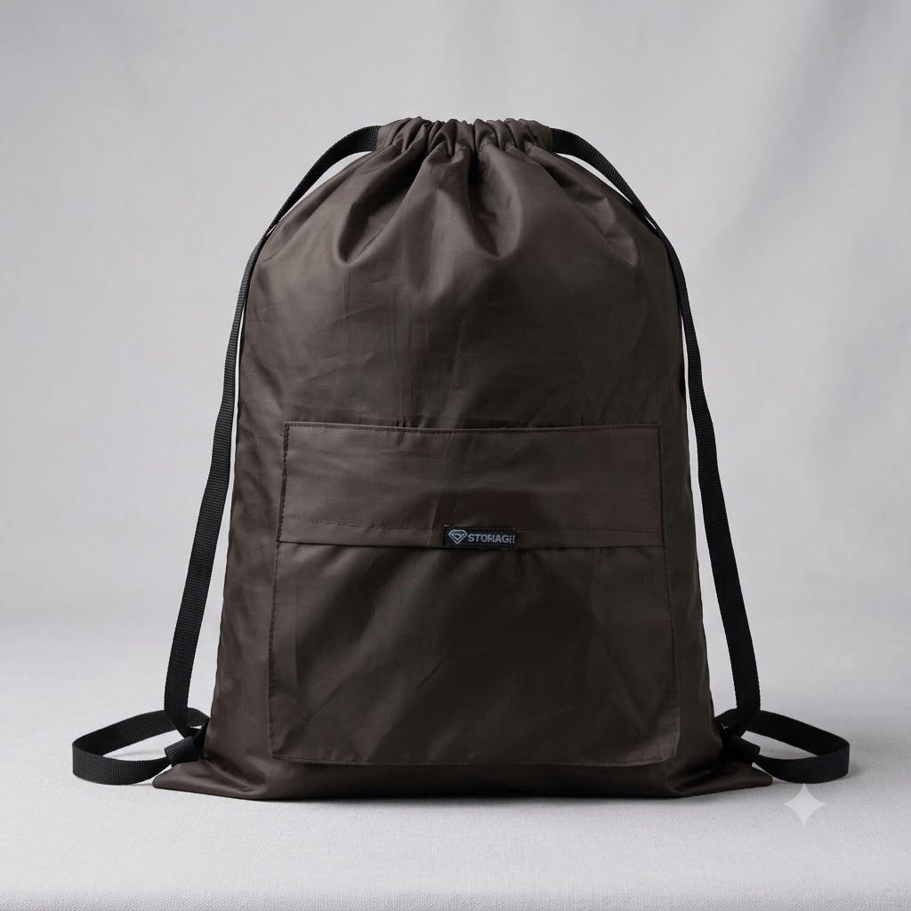 Single , Drawstring Bag – , Waterproof, All-Purpose for Hajj Umrah College/Uni , Gym & Daily Use (Coffee Brown)