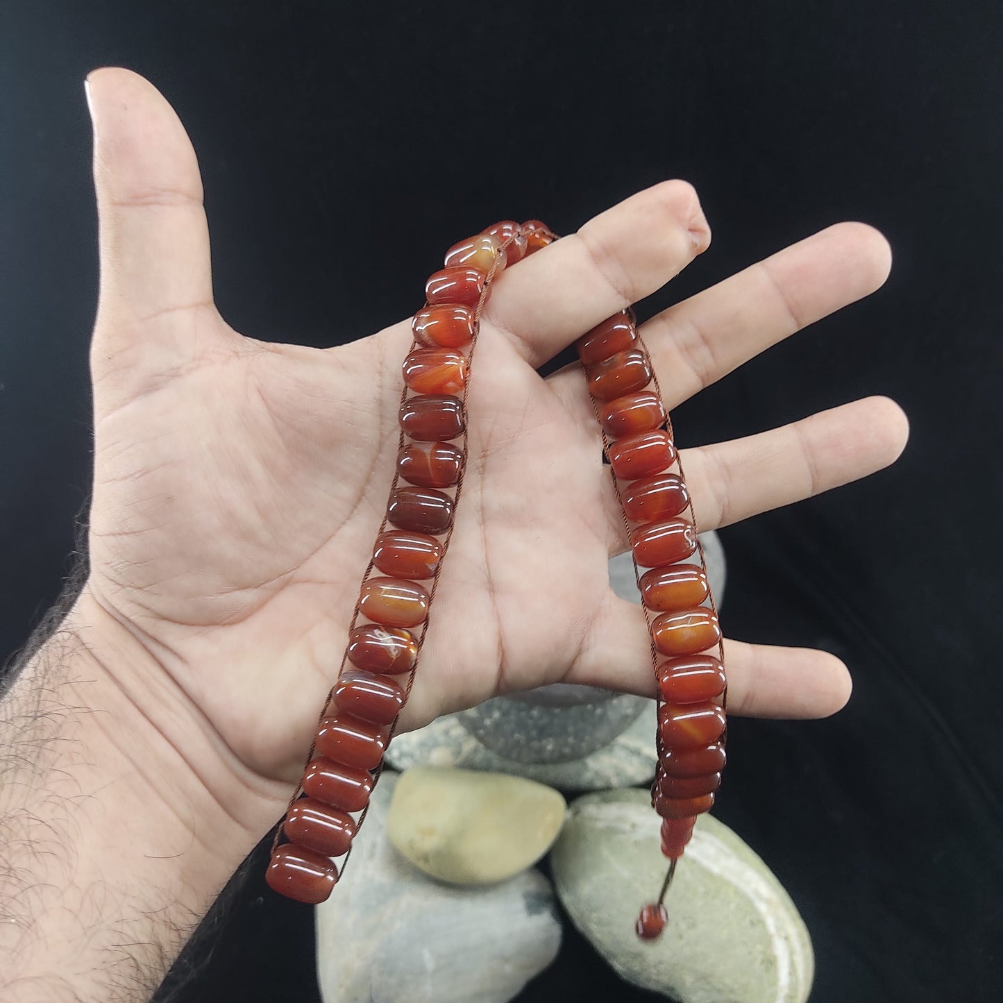 Yamni (Red) Aqeeq  Stone Tasbeeh Turkish Style  12mm/33 Beads, Natural Original Gem-stone