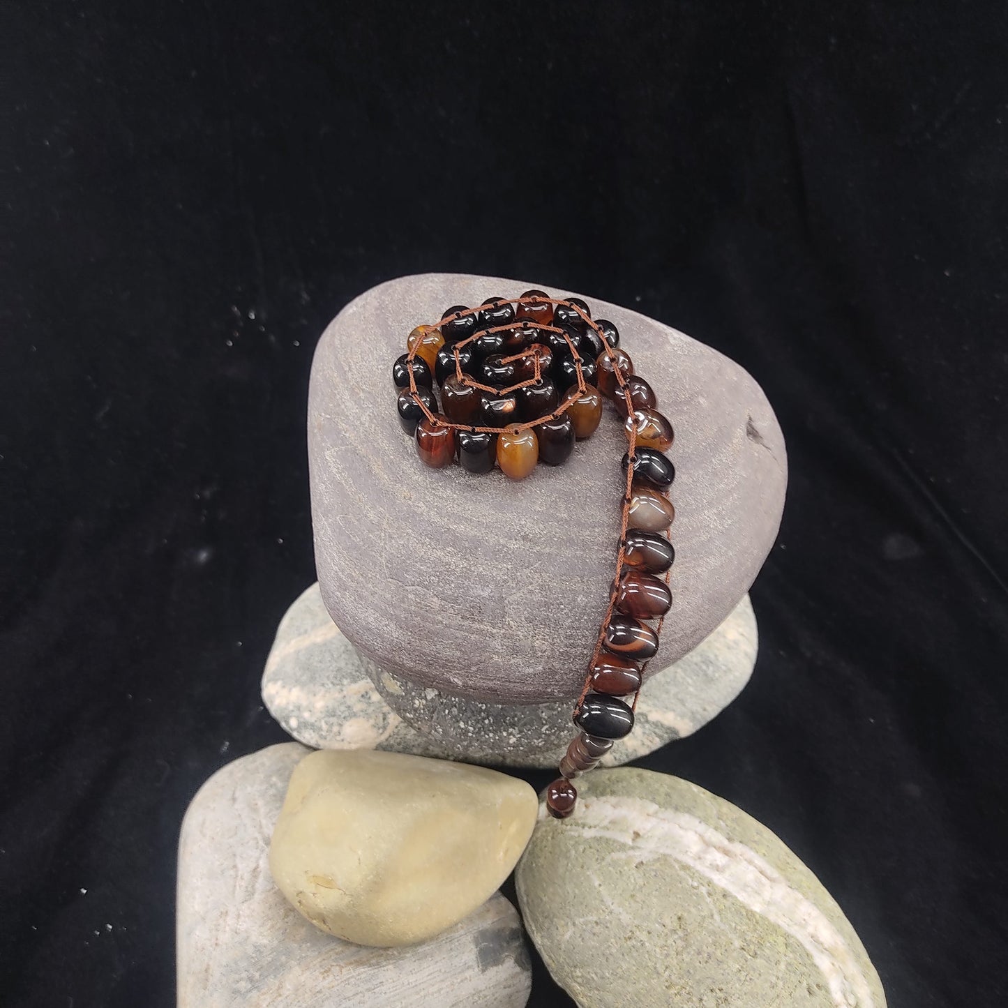 Brown Aqeeq  Stone Tasbeeh Turkish Style  12mm/33 Beads, Natural Original Gem-stone