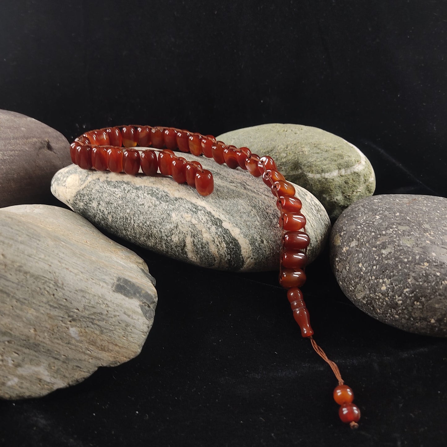 Yamni (Red) Aqeeq  Stone Tasbeeh Turkish Style  12mm/33 Beads, Natural Original Gem-stone