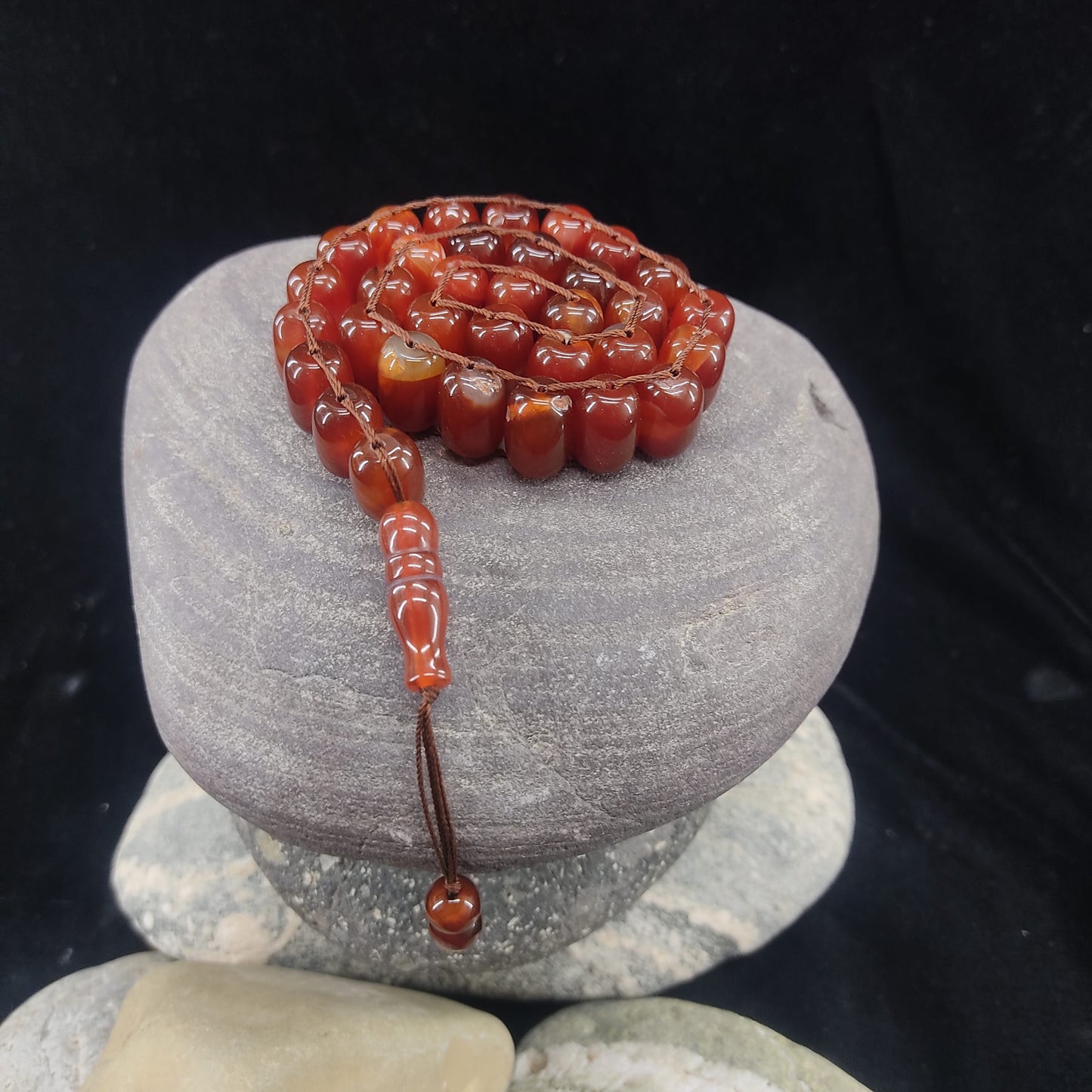 Yamni (Red) Aqeeq  Stone Tasbeeh Turkish Style  12mm/33 Beads, Natural Original Gem-stone