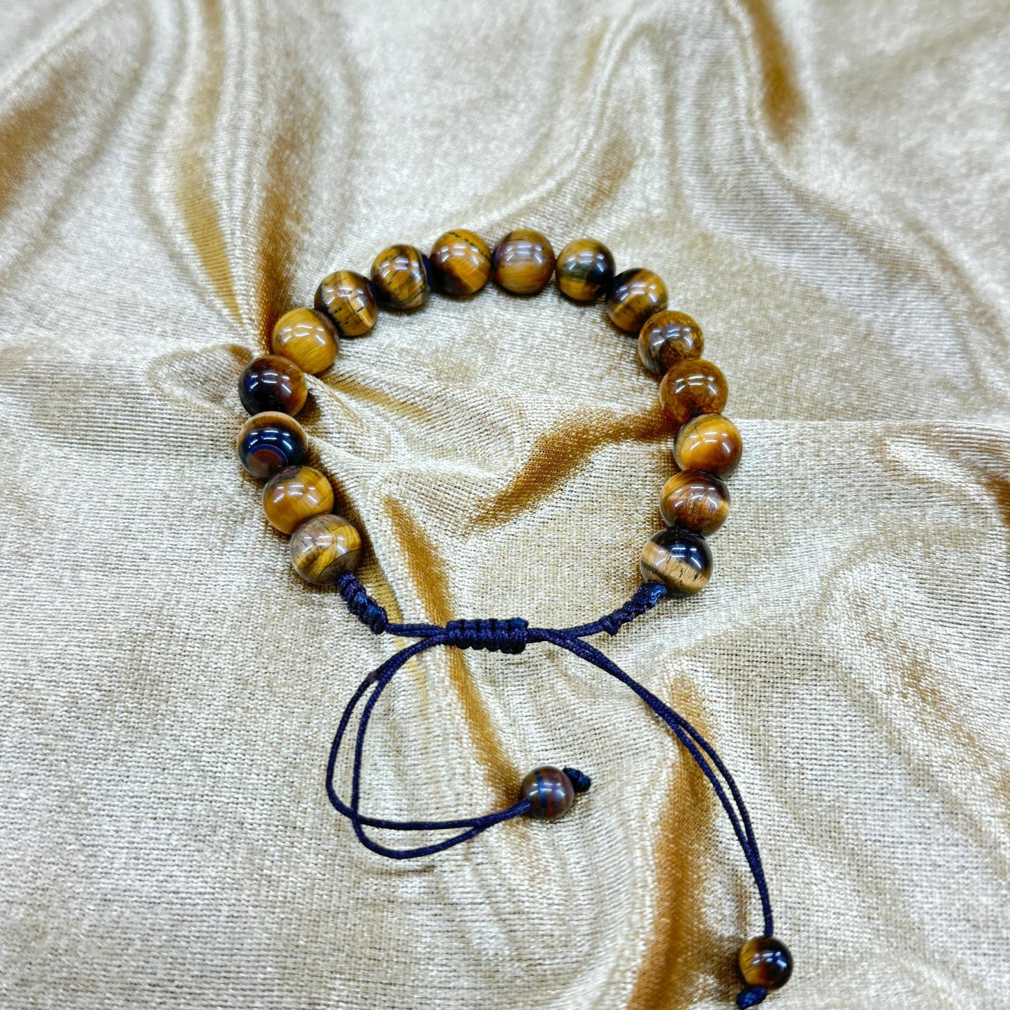 Azadi Sale - Tiger Eye Bracelet for Him & Her ( 16 Beads ,10mm size), Natural Original Gem-stone