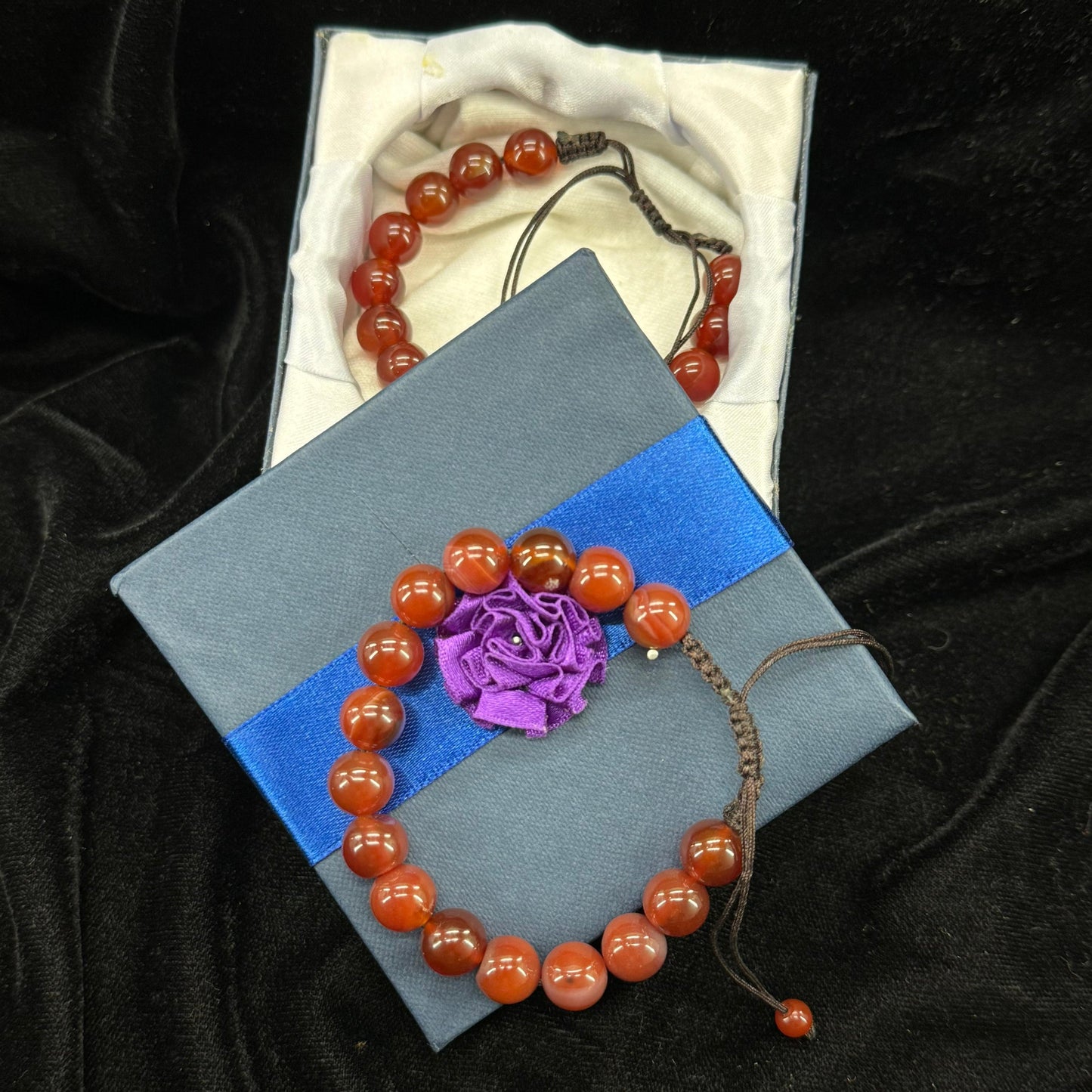Azadi Sale - Red/Yamni Aeeq Stone Bracelet- Unisex – Free Size Fit for All (16 beads,10mm size), Natural Original Gem-stone