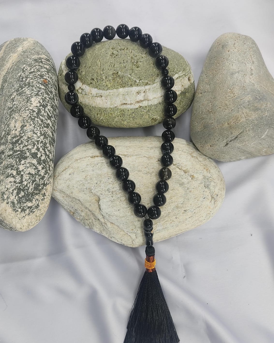 Black Aqeeq Tasbih 12mm/33 Beads, Natural Original Gem-stone