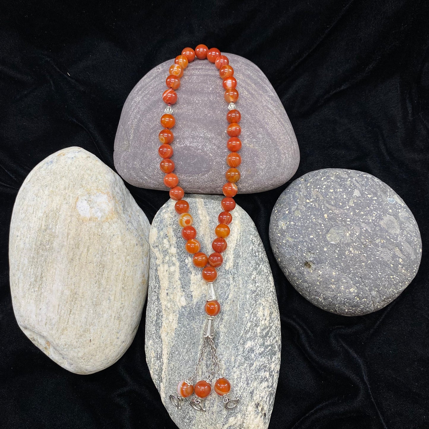 Yamni (Red)  Aqeeq Stone  Tasbih Collection, Natural Original Gem-stone