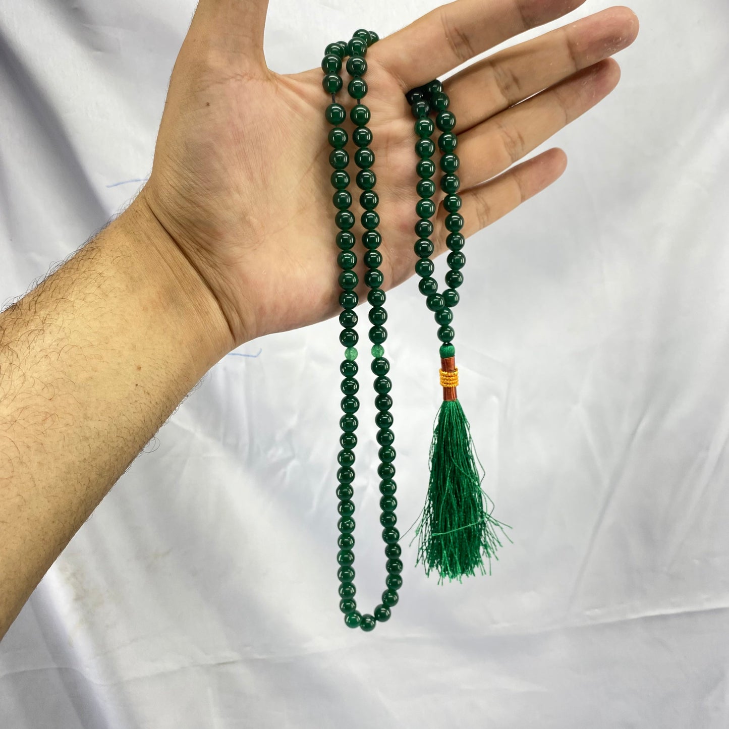 Green Aqeeq Stone  Tasbeeh 8mm 100 beads, Natural Original Gem-stone