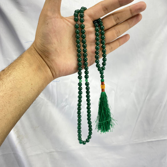 Green Aqeeq Stone  Tasbeeh 8mm 100 beads, Natural Original Gem-stone