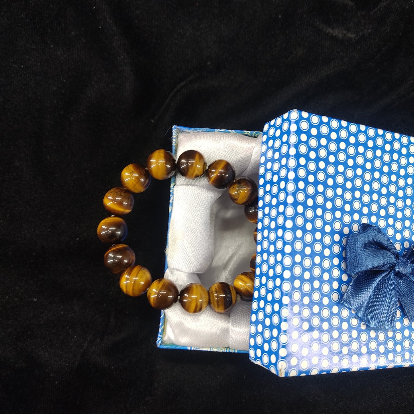 Tiger Eye  Stone Bracelet , Unisex, Free Size Fit for All( 16 Beads ,12mm size) Elastic, Natural Original Gem-stone