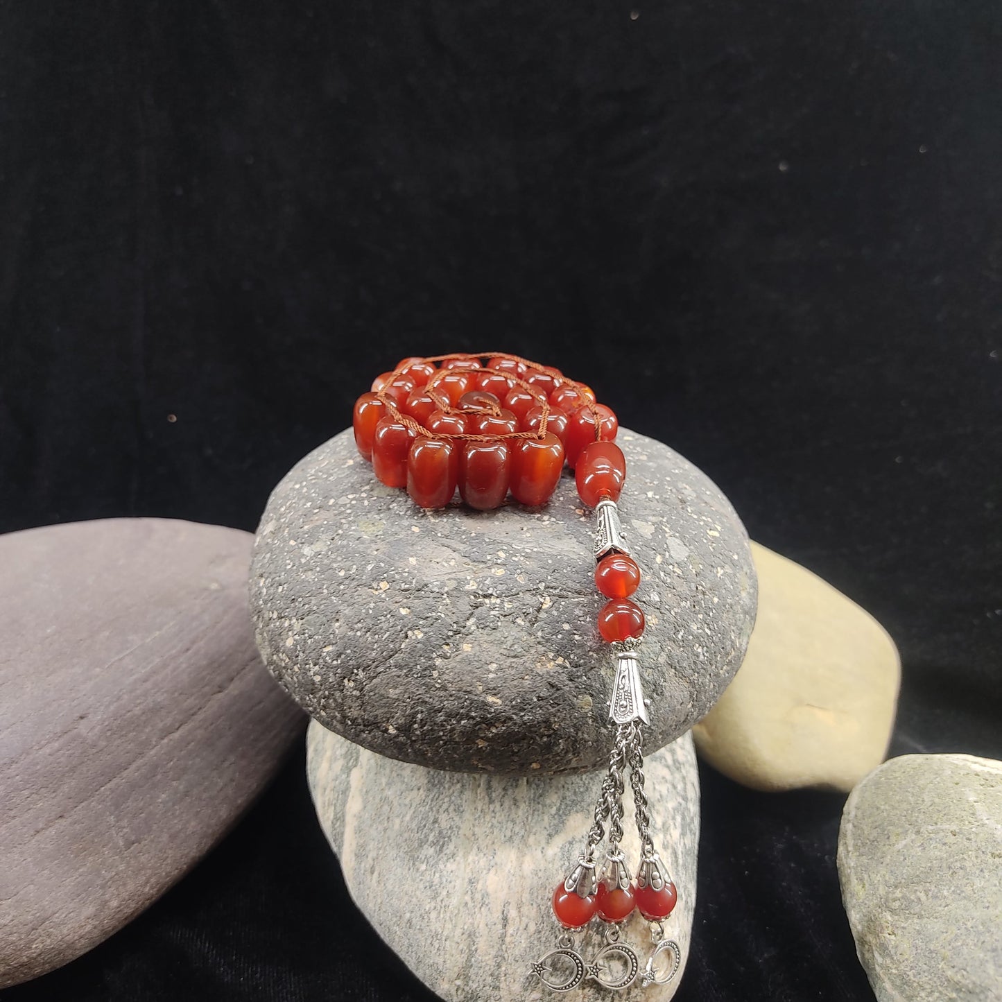 Yamni Aqeeq  Stone Tasbeeh Turkish Style  12mm/21 Beads, Natural Original Gem-stone