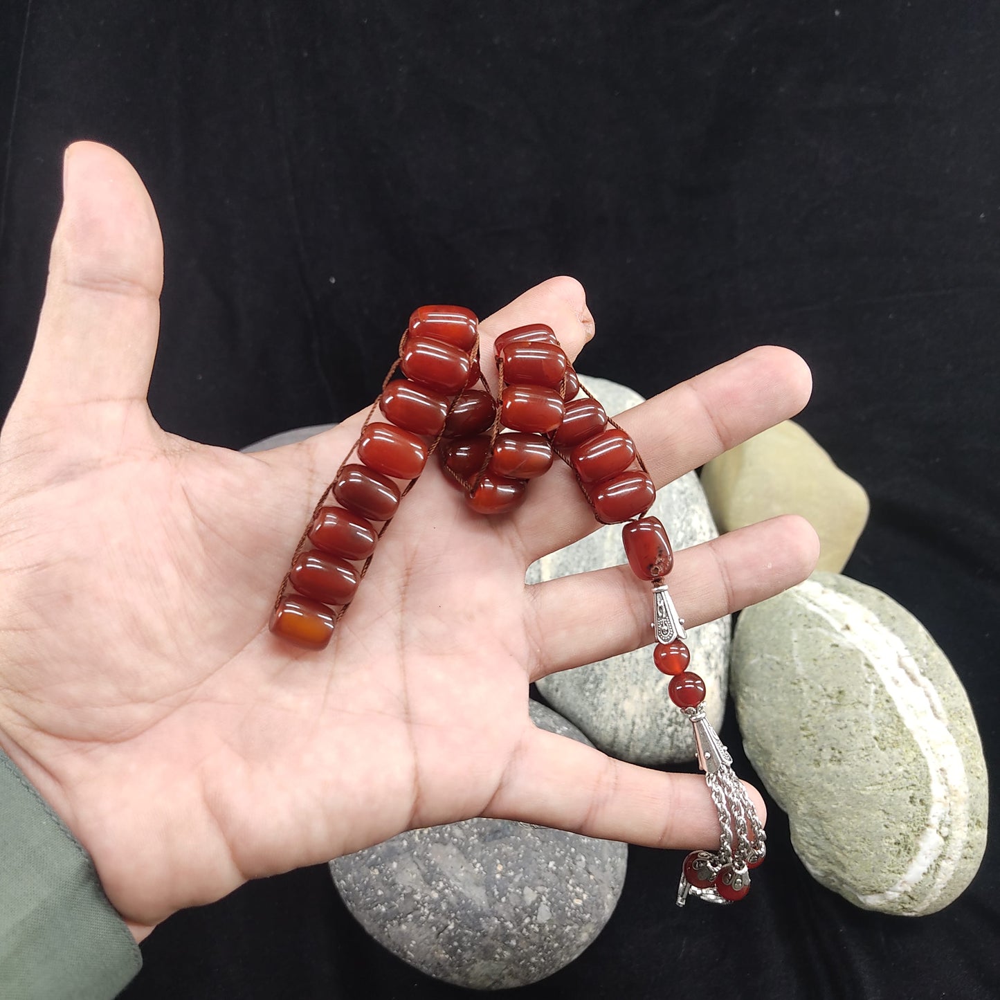 Yamni Aqeeq  Stone Tasbeeh Turkish Style  12mm/21 Beads, Natural Original Gem-stone