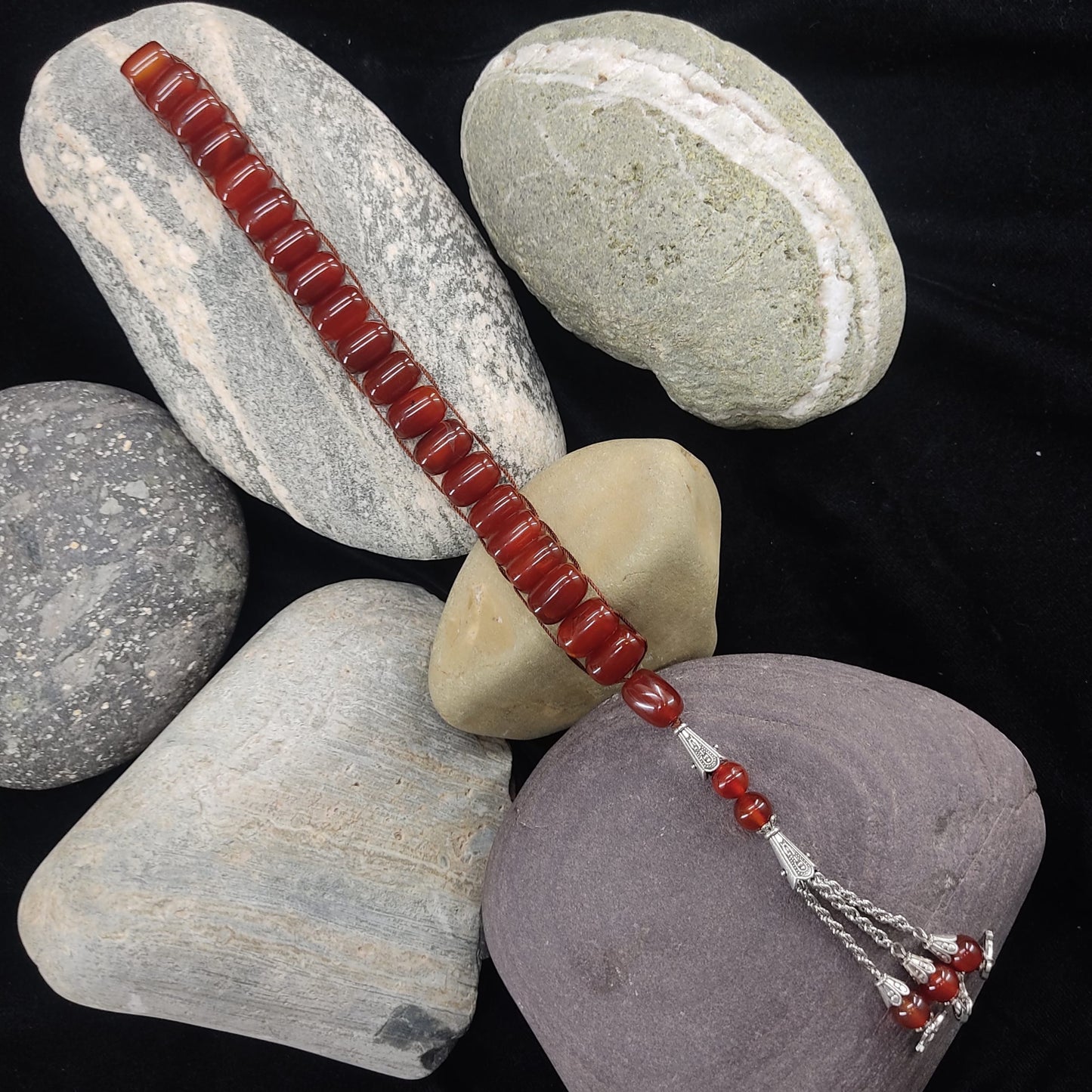 Yamni Aqeeq  Stone Tasbeeh Turkish Style  12mm/21 Beads, Natural Original Gem-stone