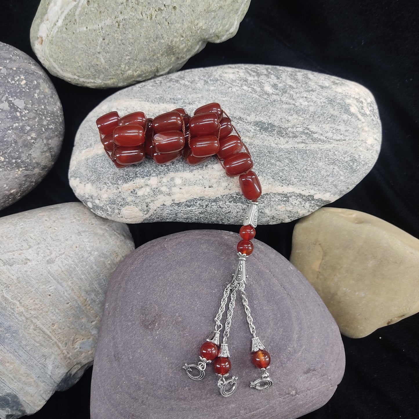 Yamni Aqeeq  Stone Tasbeeh Turkish Style  12mm/21 Beads, Natural Original Gem-stone