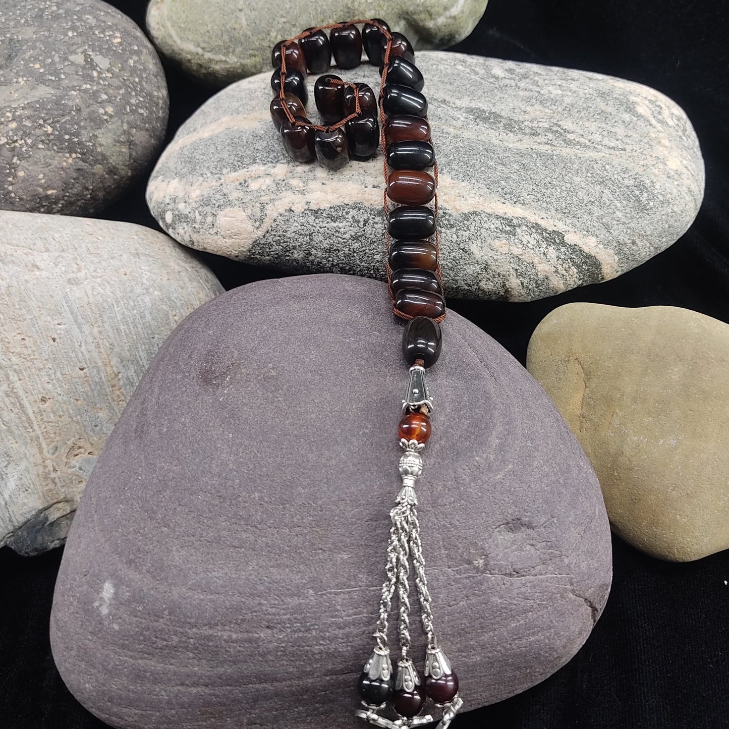 Brown Aqeeq  Stone Tasbeeh Turkish Style  12mm/21 Beads, Natural Original Gem-stone