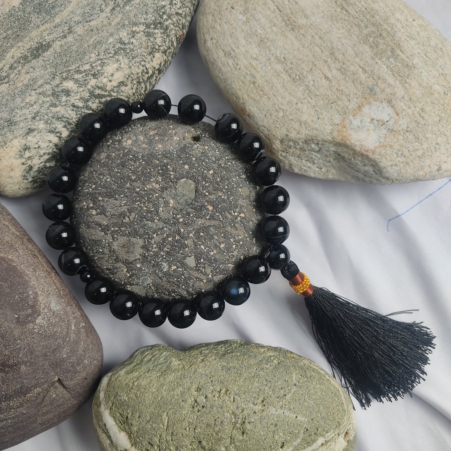 Black Aqeeq Tasbih 14 mm/21 Beads, Natural Original Gem-stone