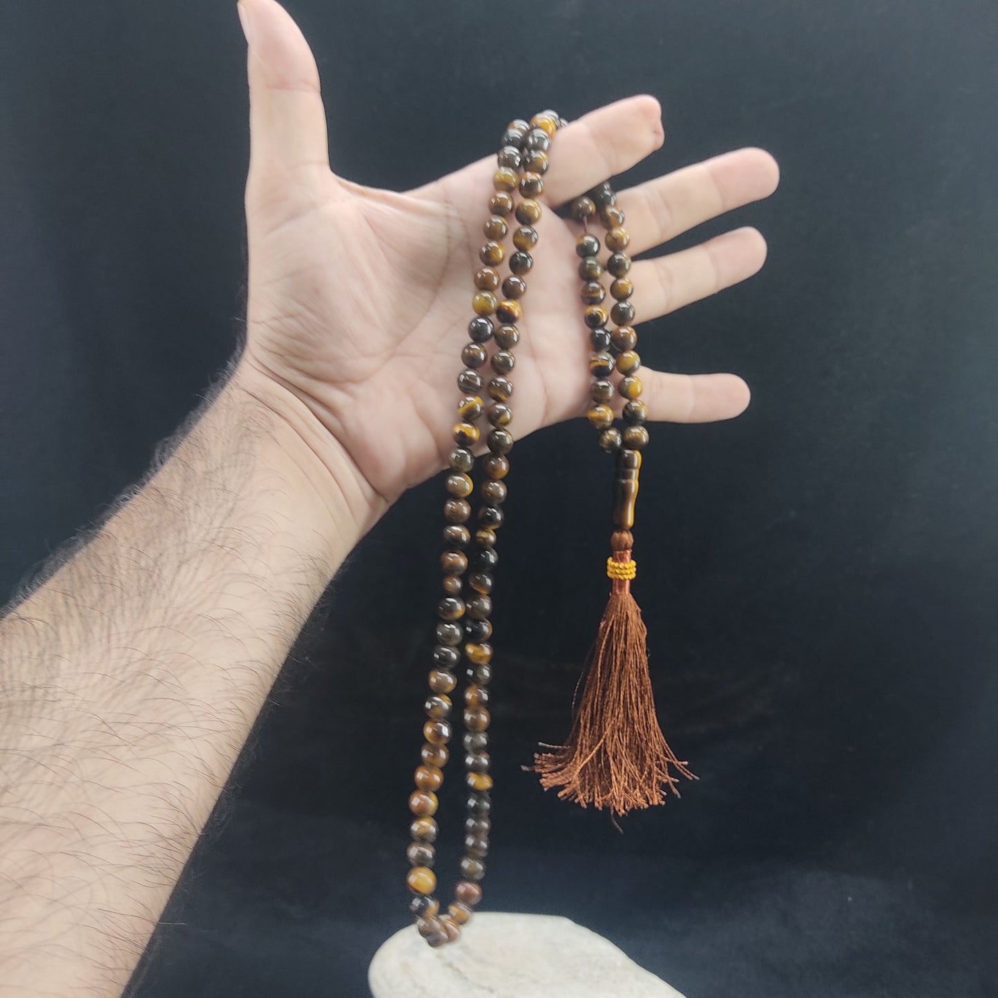 Azadi Sale - Tiger Eye Aqeeq Tasbih Collection, Natural Original Gem-stone