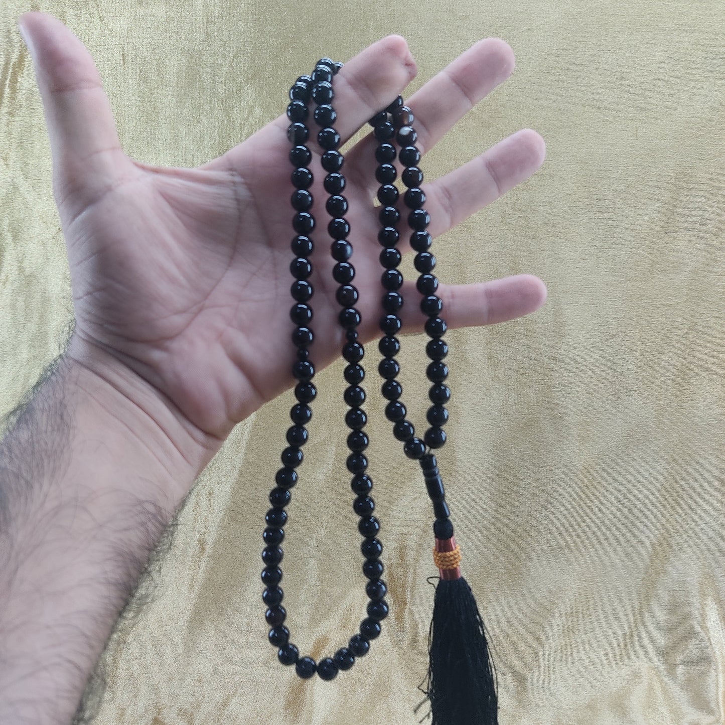 Black Aqeeq Tasbeeh  100 Beads, Natural Original Gem-stone