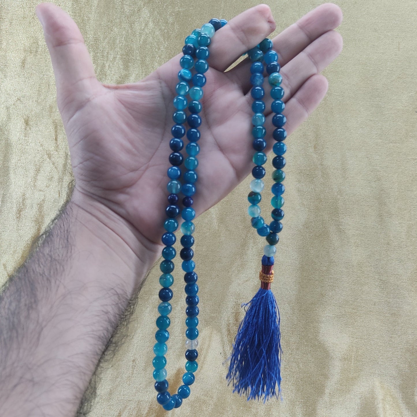 Natural Blue  Aqeeq Tasbih Collection, Natural Original Gem-stone