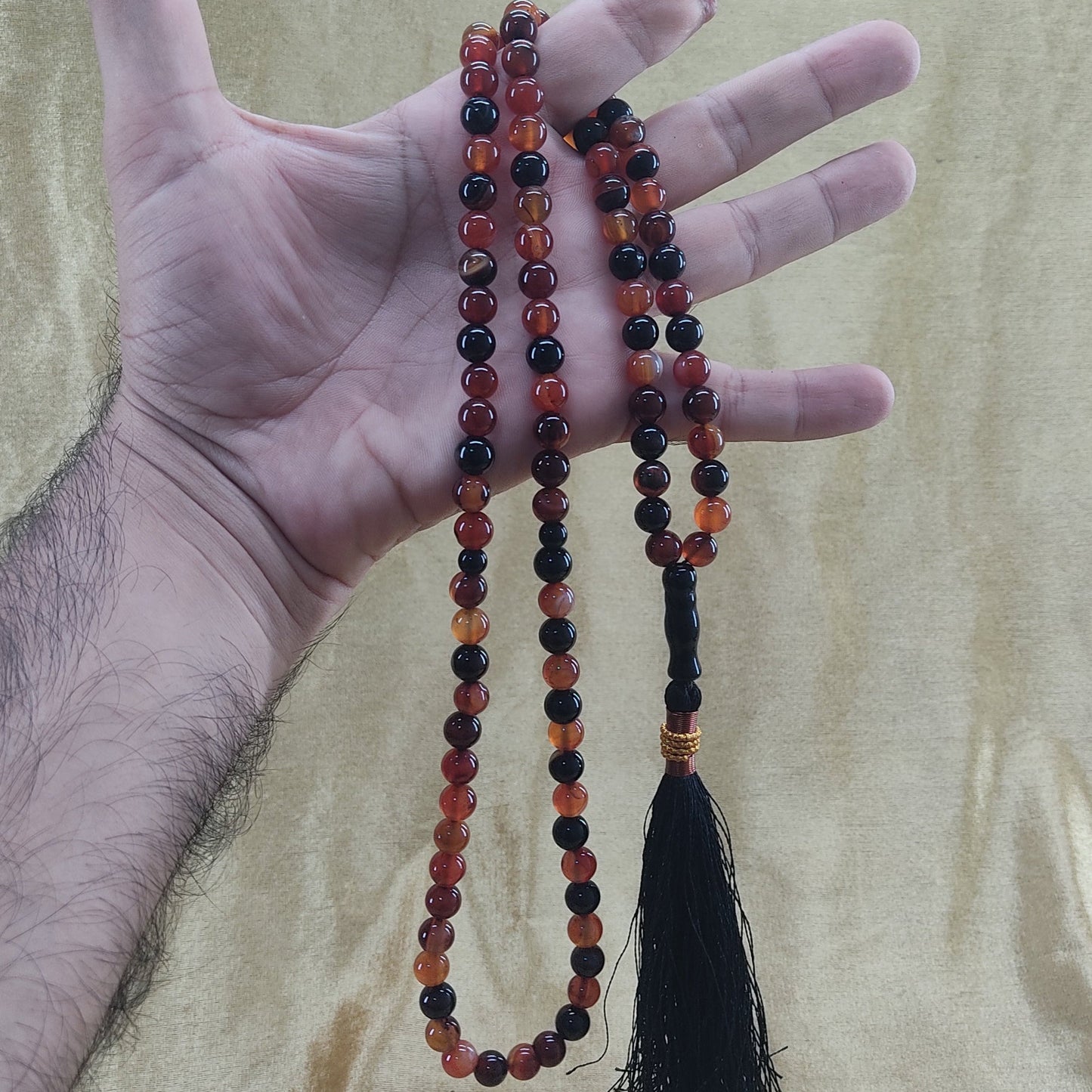 Red & Black  (Sulamaini)  Aqeeq Stone Tasbih  Collection, Natural Original Gem-stone
