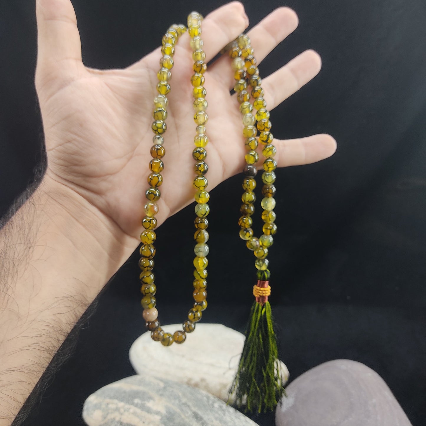Azadi Sale - Shajri Aqeeq Stone Tasbih Collection, Natural Original Gem-stone