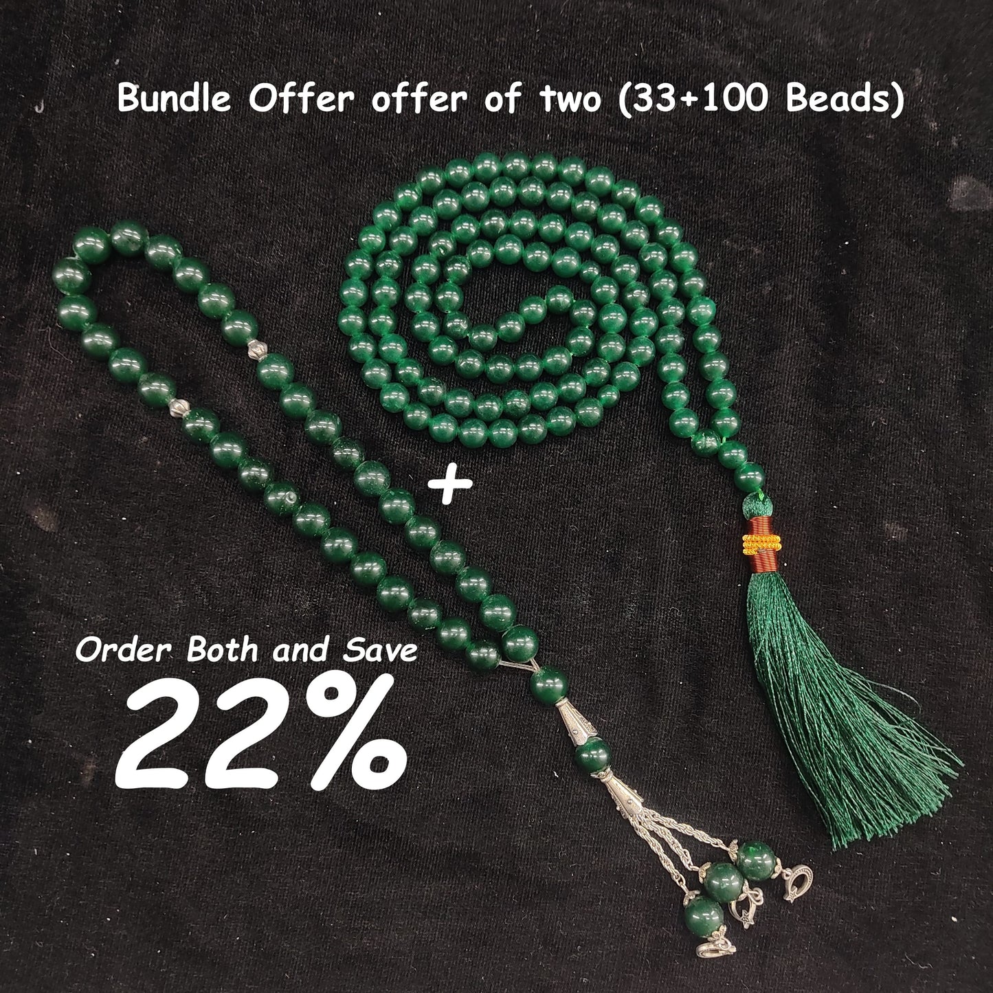 Azadi Sale - Green Aqeeq Stone Tasbeeh 10mm 33 beads, Natural Original Gem-stone (Copy)