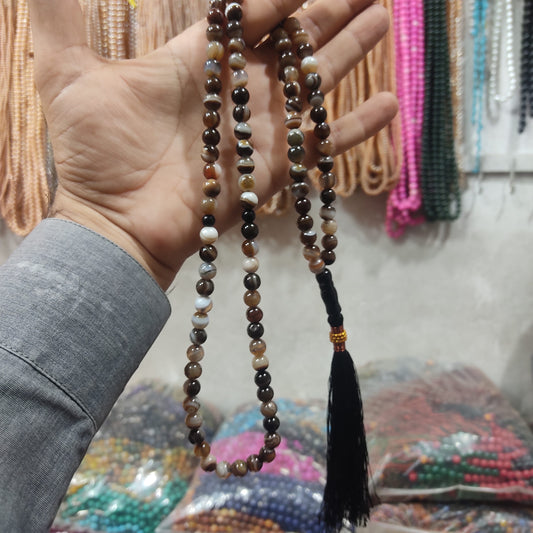 Brown Sulaimani  Aqeeq Stone  Tasbeeh 8mm 100 beads, Natural Original Gem-stone