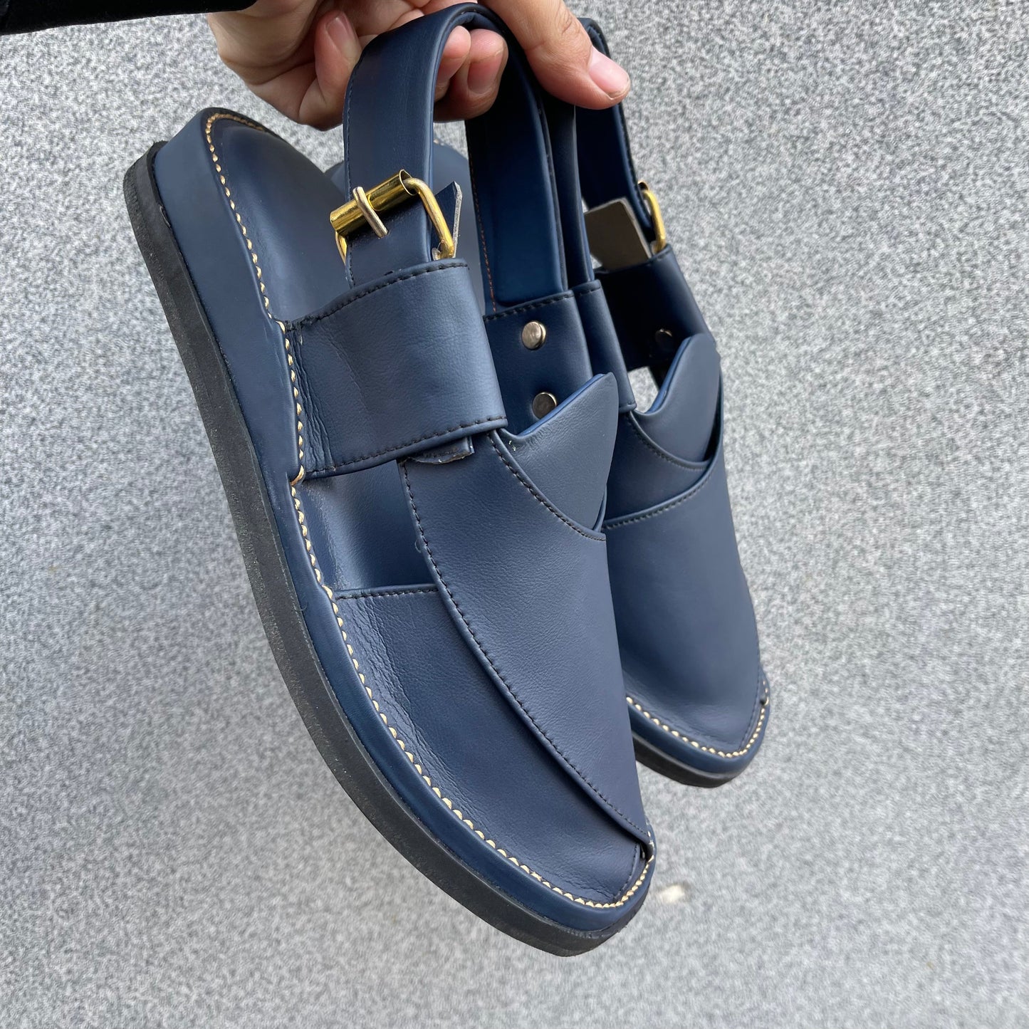 Peshawari Chappal Naram Qadam-Pro-Navy Blue  Color Traditional Casual Wear For Men