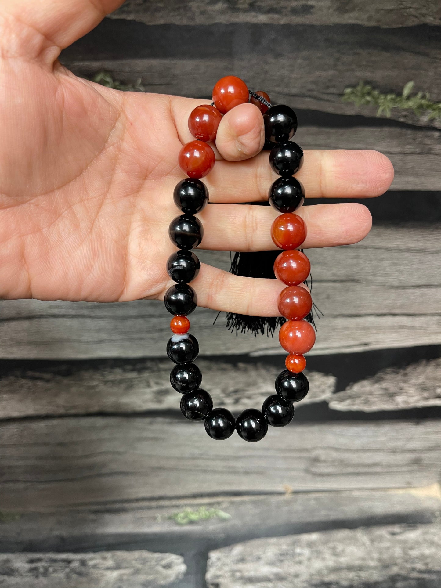 Red & Black  (Sulamaini)  Aqeeq Stone Tasbih  Collection, Natural Original Gem-stone