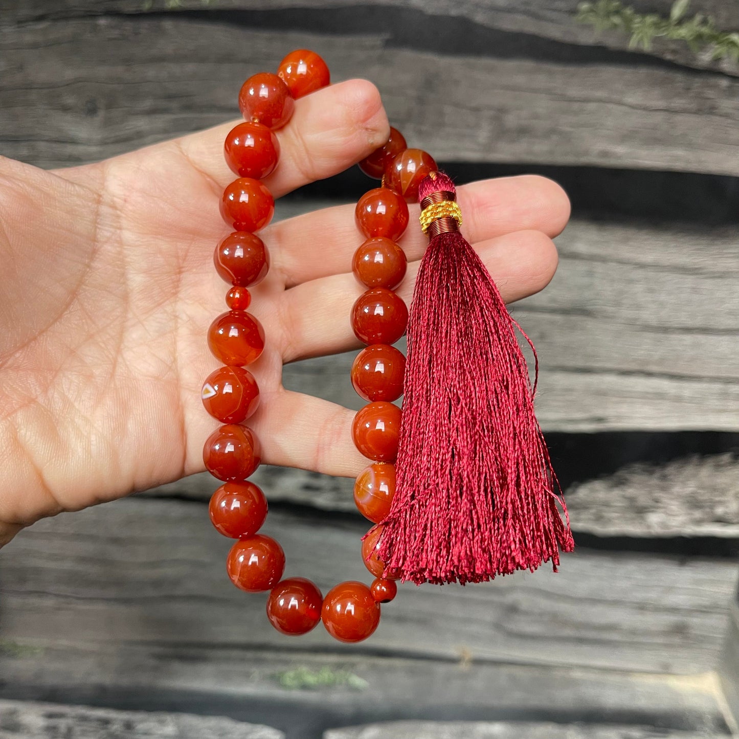 Yamni (Red)  Aqeeq Stone  Tasbih Collection, Natural Original Gem-stone