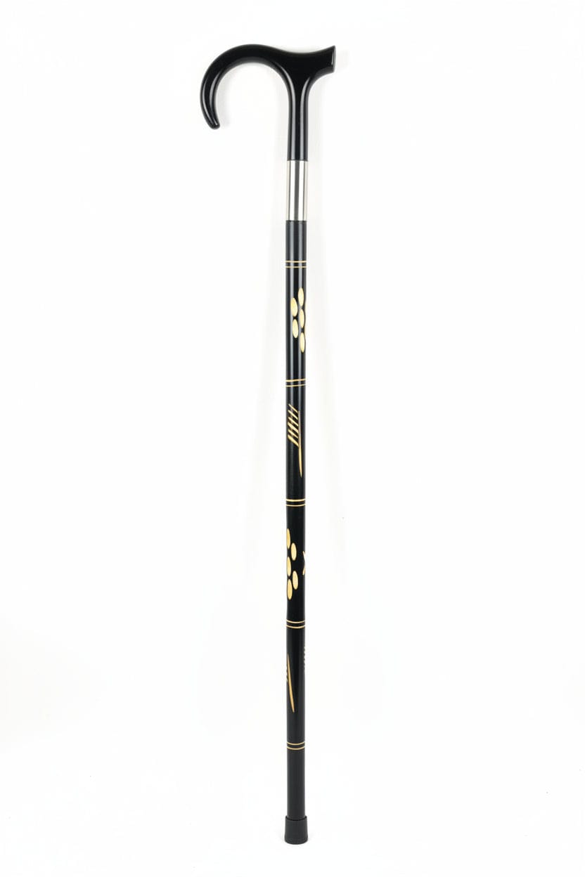 The Ebony Luxe Inlay Walking Cane Black color ( (چوبی نقوش دار شاہی عصا)