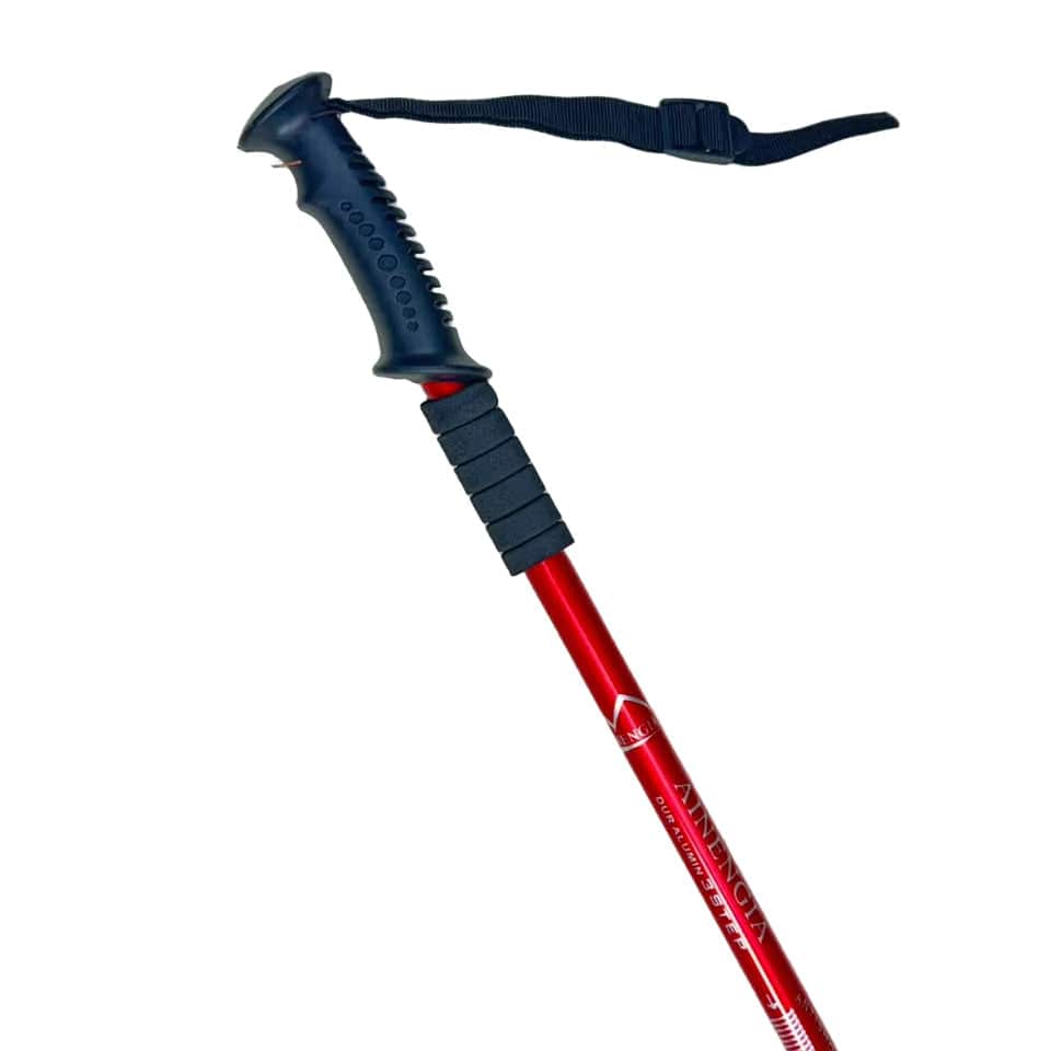 Hiking Stick -Aluminum   -Shock Absorbing– High-Stability & Durable Support (Red) Straight-Grip