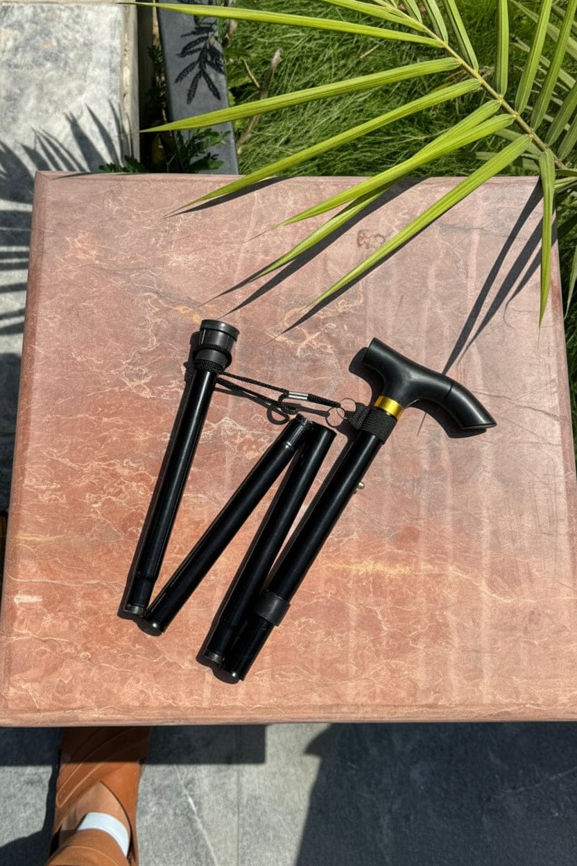 Aluminum Collapsible Walking Stick Black Color.