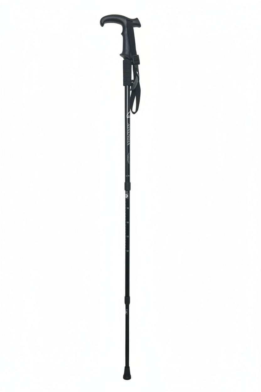Hiking Stick -Aluminum - Shock Absorbing  High-Stability & Durable Support ( Black).T-Handle Shock T - Shape