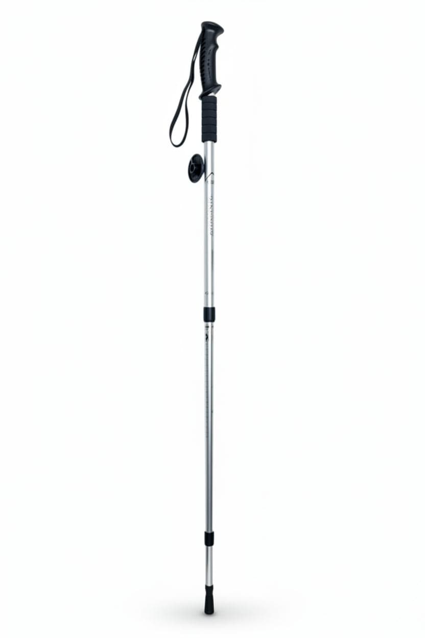 Hiking Stick -Aluminum  -Shock Absorbing Trekking Pole– High-Stability & Durable Support (Silver) Straight-Grip