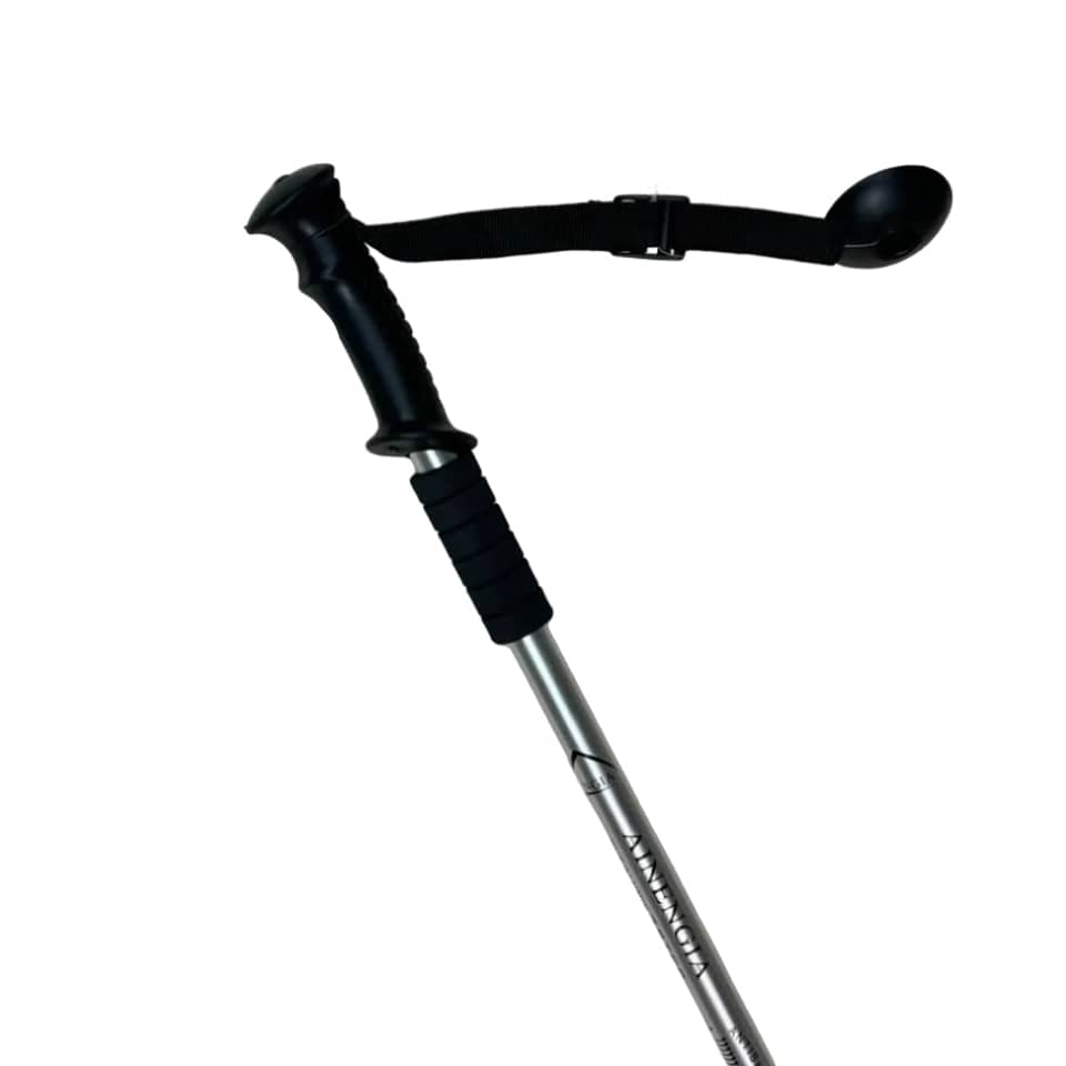 Hiking Stick -Aluminum  -Shock Absorbing Trekking Pole– High-Stability & Durable Support (Silver) Straight-Grip