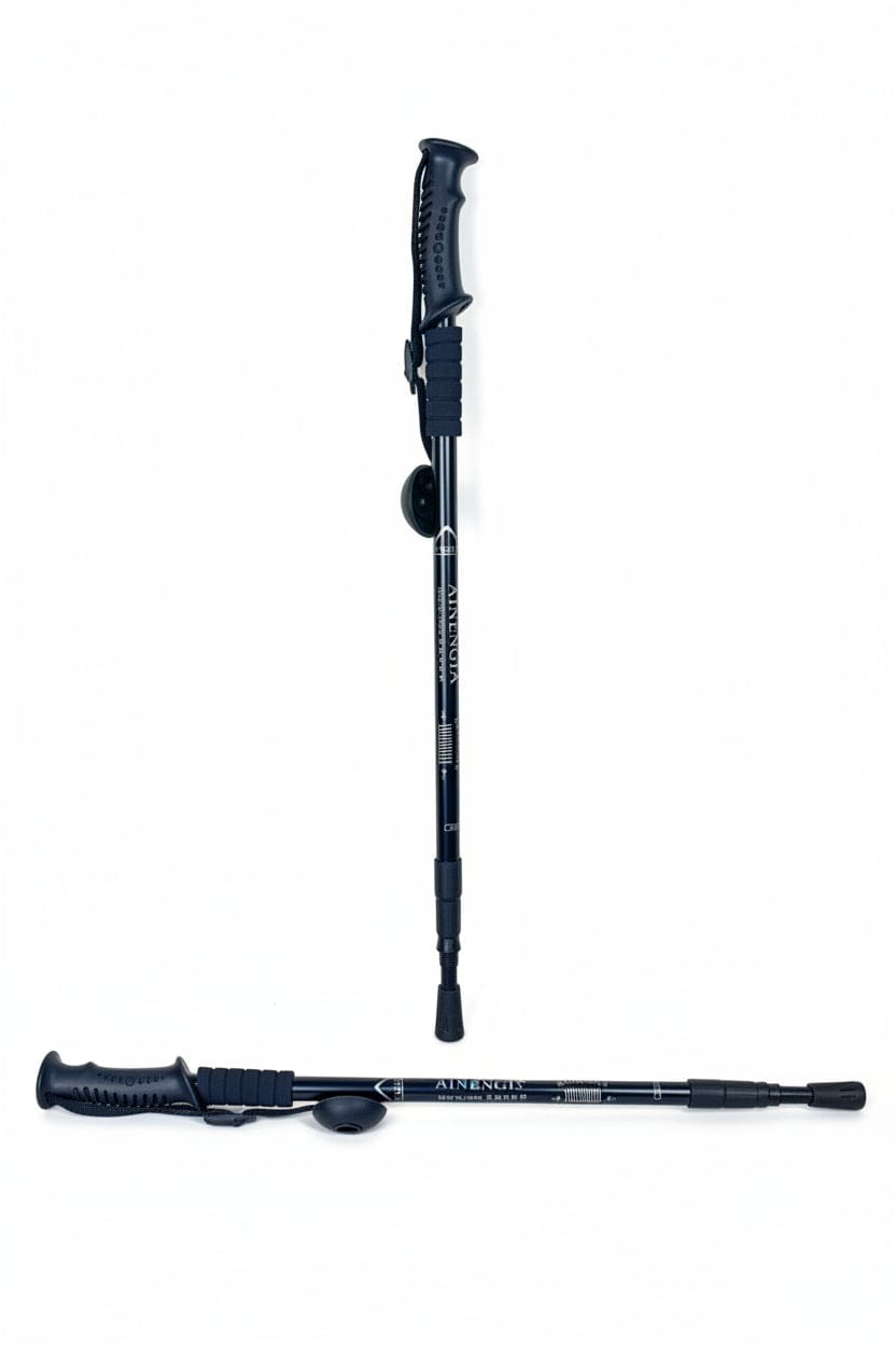 Hiking Stick-Aluminum  -Shock Absorbing Trekking Pole  – High-Stability & Durable Support ( Black ) Straight-Grip