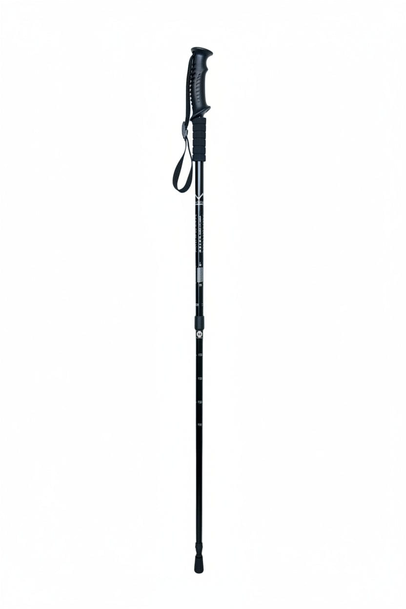 Hiking Stick-Aluminum  -Shock Absorbing Trekking Pole  – High-Stability & Durable Support ( Black ) Straight-Grip