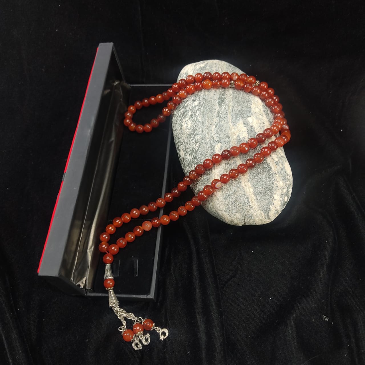 Azadi Sale - Yamni (Red) Aqeeq Stone Tasbih Collection, Natural Original Gem-stone