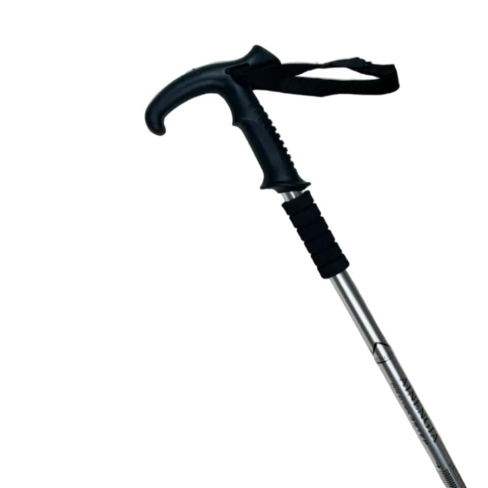 Hiking Stick  -Aluminum -Shock Absorbing Trekking Pole – High-Stability & Durable Support (Silver) T-Shape
