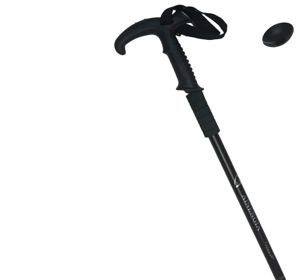 Hiking Stick -Aluminum - Shock Absorbing  High-Stability & Durable Support ( Black).T-Handle Shock T - Shape