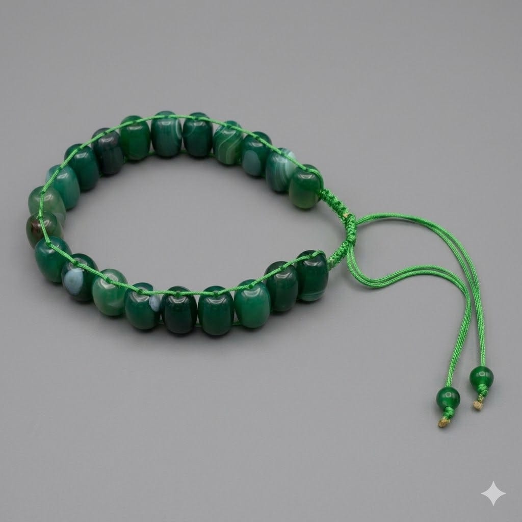 Turkish Round Green  Aqeeq  Stone Tasbeeh 21 Beads , Natural Original Gem-stone