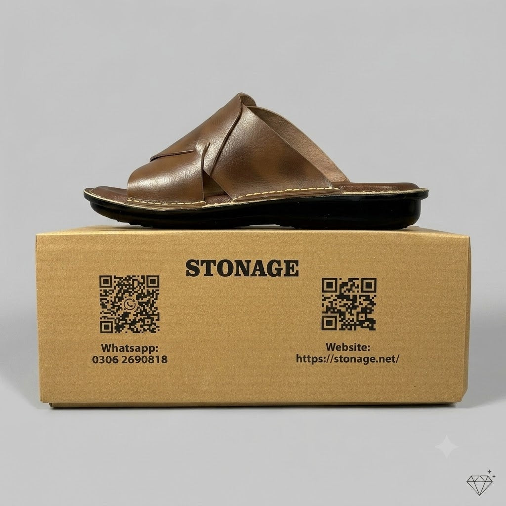 Handmade Double Shade Brown Slippers for Men – Lightweight & Soft Sole