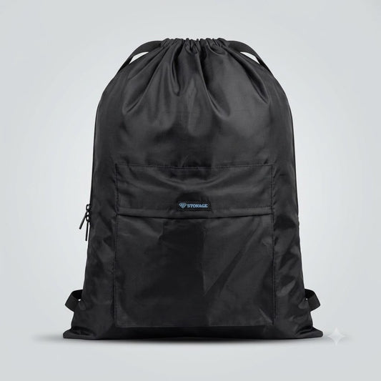 Single. Drawstring Bag – Waterproof, All-Purpose for Hajj Umrah College/Uni , Gym & Daily Use ( Black)