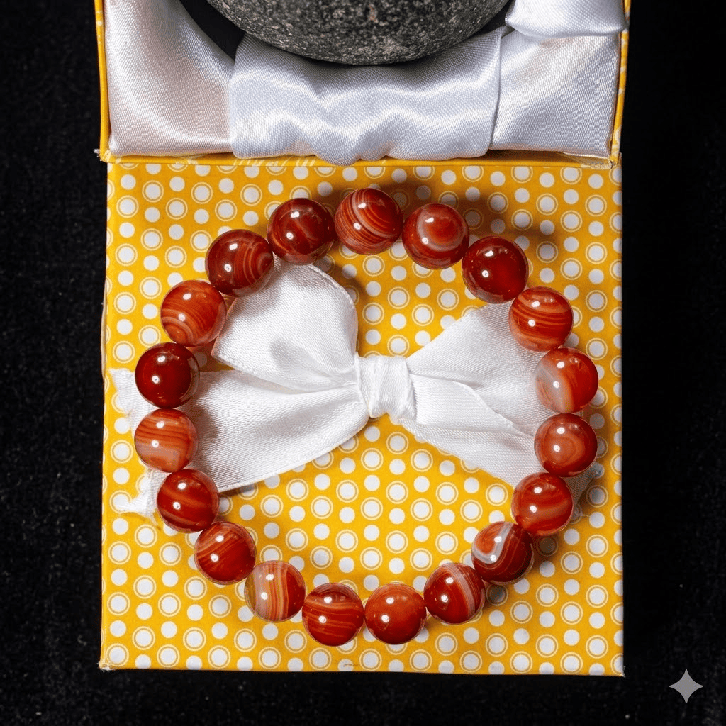 Azadi Sale - Red (Yamani) Aqeeq Stone Bracelet – Free Size Fit for All( 16 Beads ,10mm size) Elastic, Natural Original Gem-stone