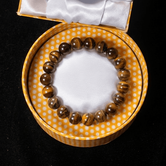 Tiger Eye Bracelet  – Free Size Fit for All( 16 Beads ,10mm size) Elastic, Natural Original Gem-stone