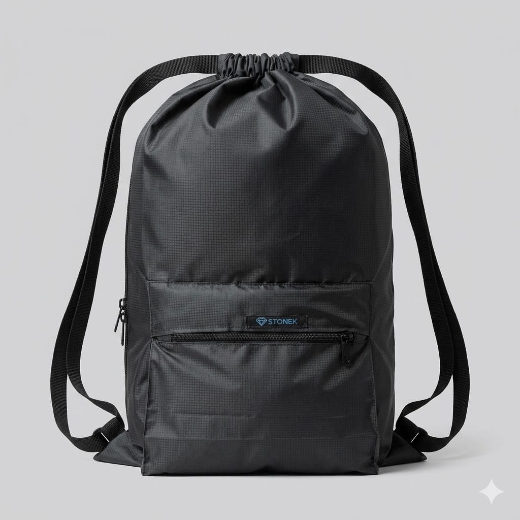 Single. Drawstring Bag – Waterproof, All-Purpose for Hajj Umrah College/Uni , Gym & Daily Use ( Black)