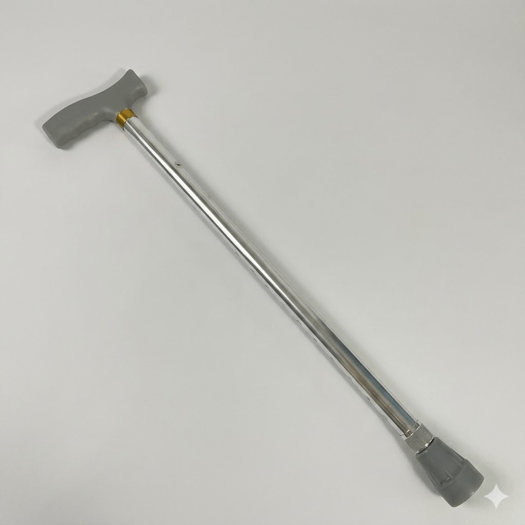 Premium Adjustable Aluminium Walking Stick – Elegant Silver Color